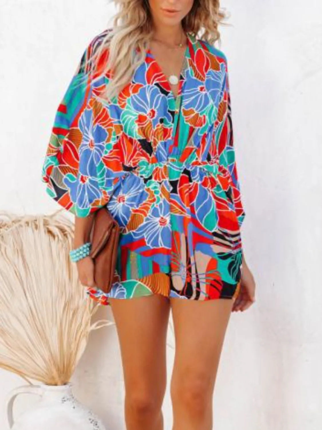 Oversized Tied-Back Printed Floral Romper