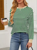 Striped Round Neck Long Sleeve T-Shirt - Southern Shores Clothing