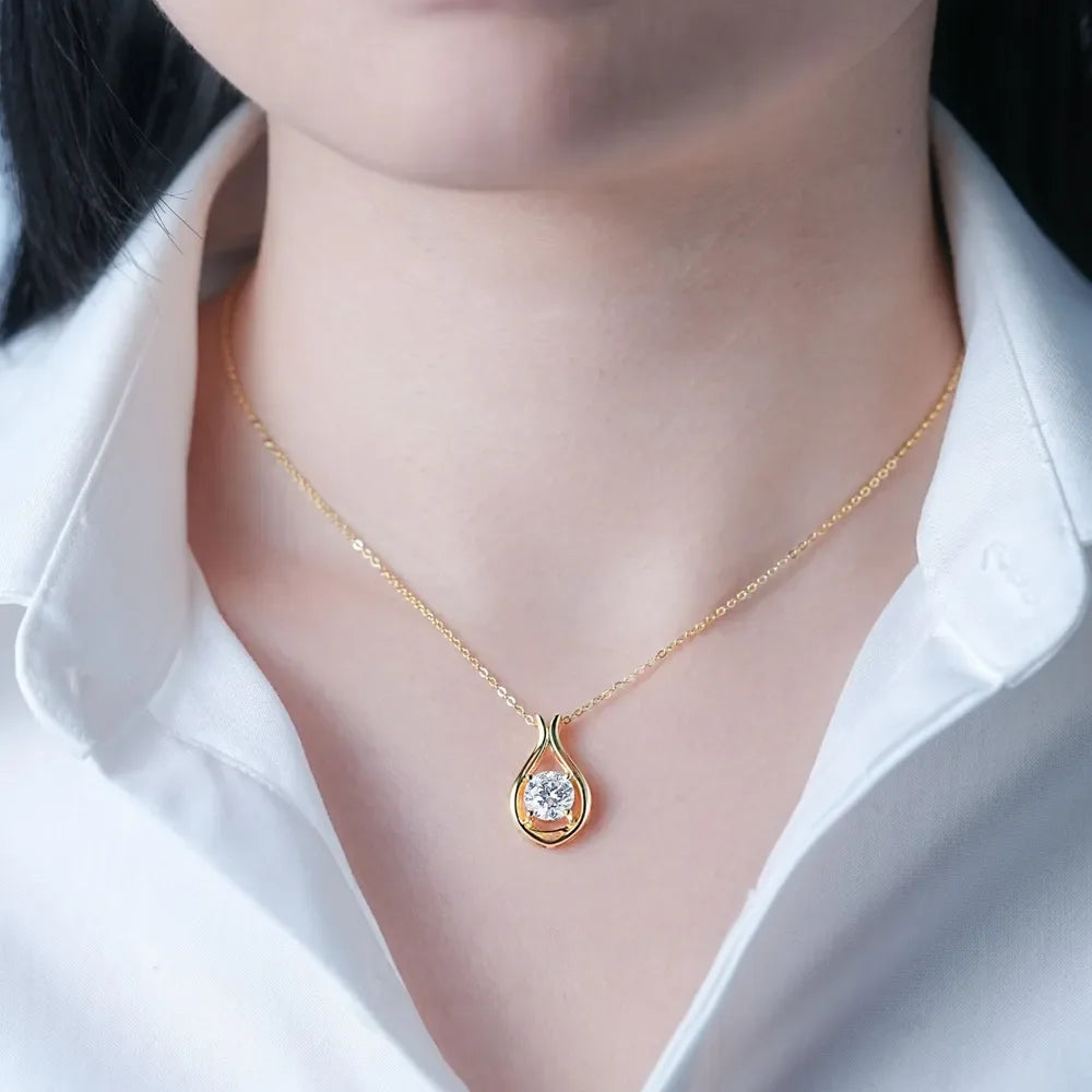 2 Carat Moissanite Gold Plated Sterling Silver Necklace - Southern Shores Clothing