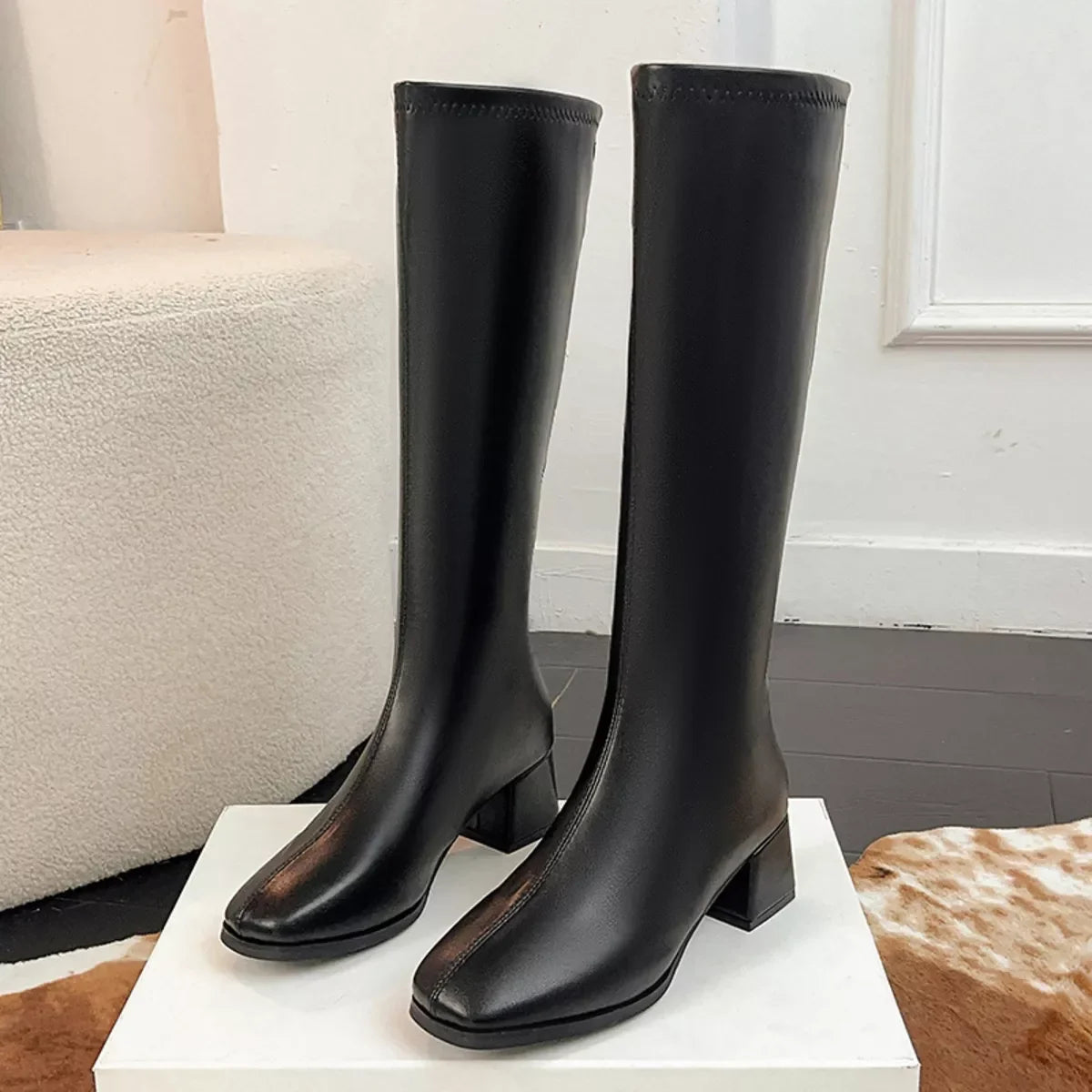 Square Toe Block Heel Boots Classic Design - Southern Shores Clothing