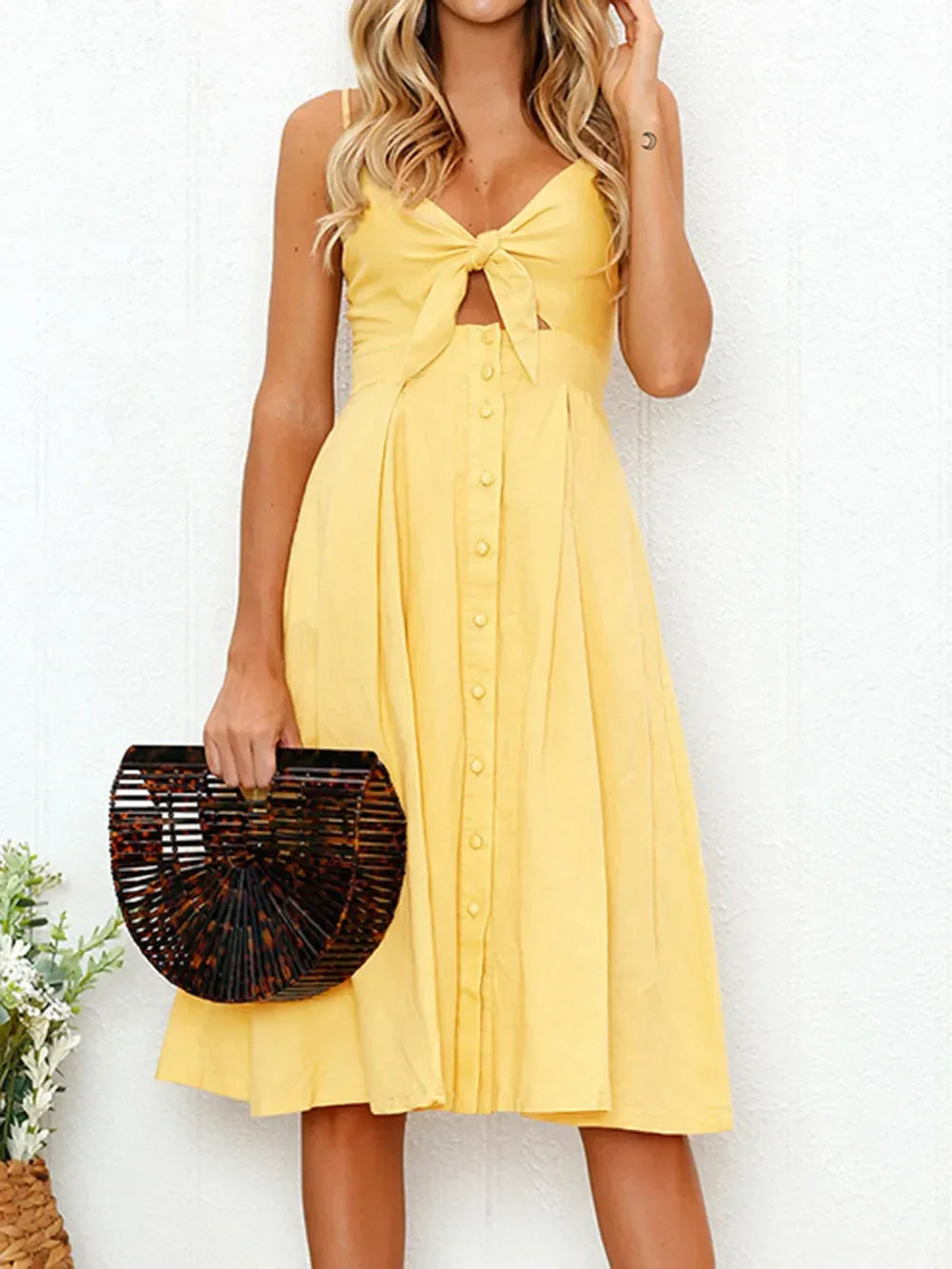 Cutout Smocked Sweetheart Neck Cami Dress - Southern Shores Clothing