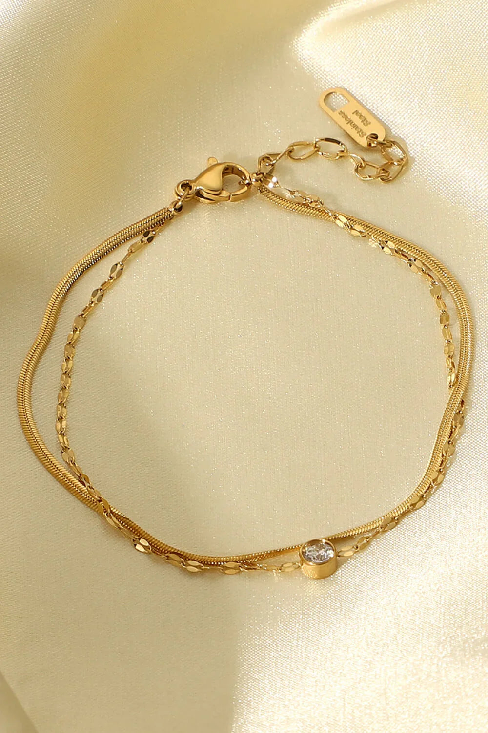 Rhinestone Double-Layered Bracelet With Coastal Charm - Southern Shores Clothing