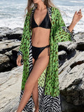 Leopard Print Kimono Beach Cover Up One Size - Southern Shores Clothing