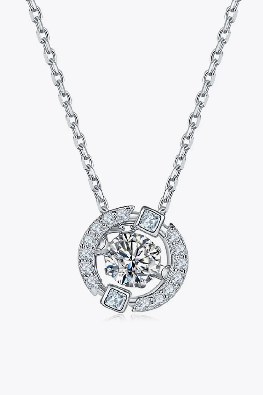 Moissanite Pendant Necklace, 0.5ct Sterling Silver Chain