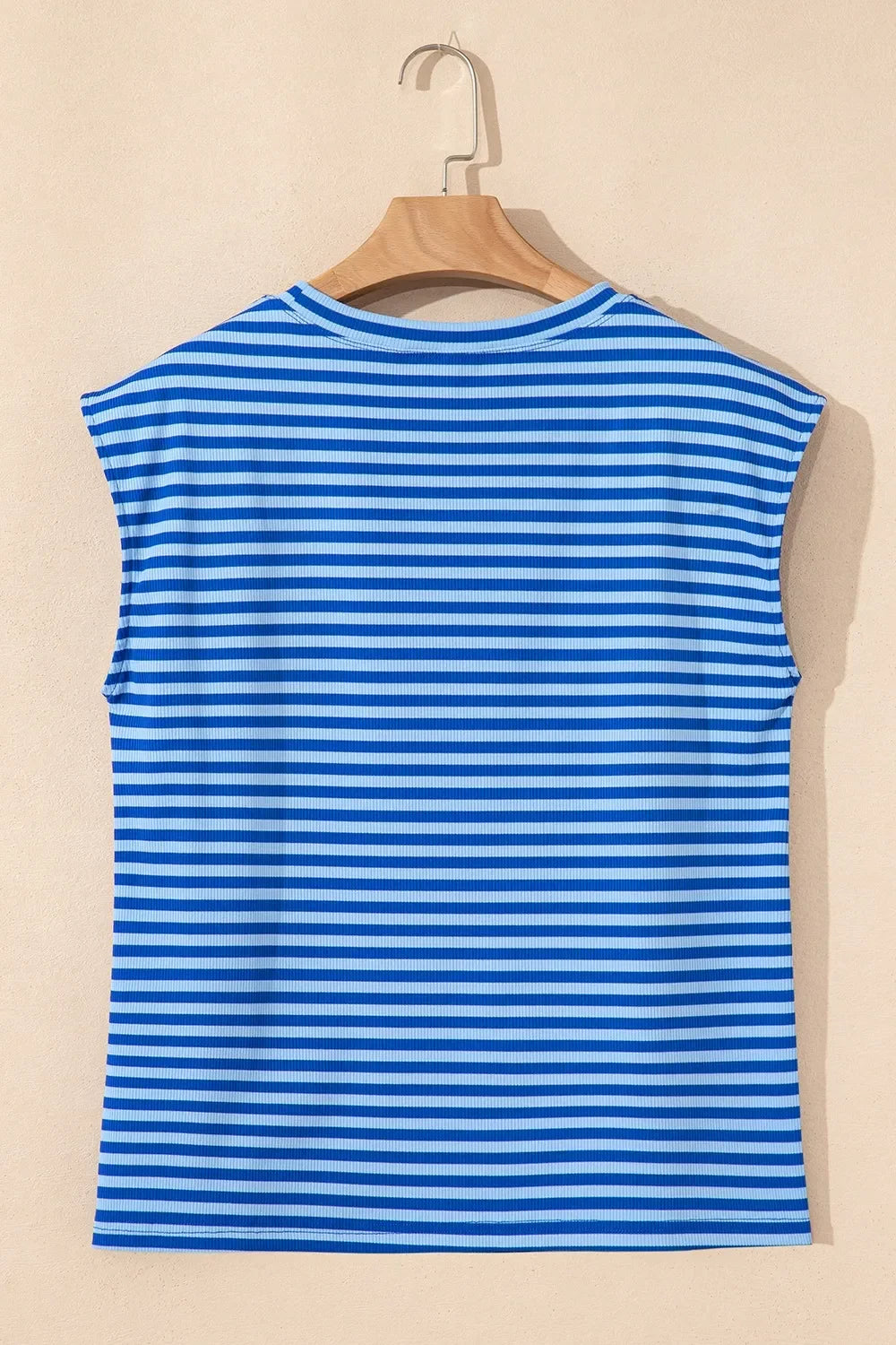 Striped Round Neck Cap Sleeve T Shirt Casual - Southern Shores Clothing