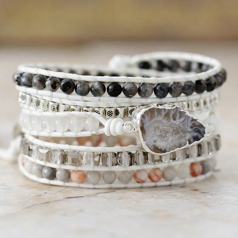 Geode Centerpiece Stone Layered Bracelet With Alloy Accents - Southern Shores Clothing