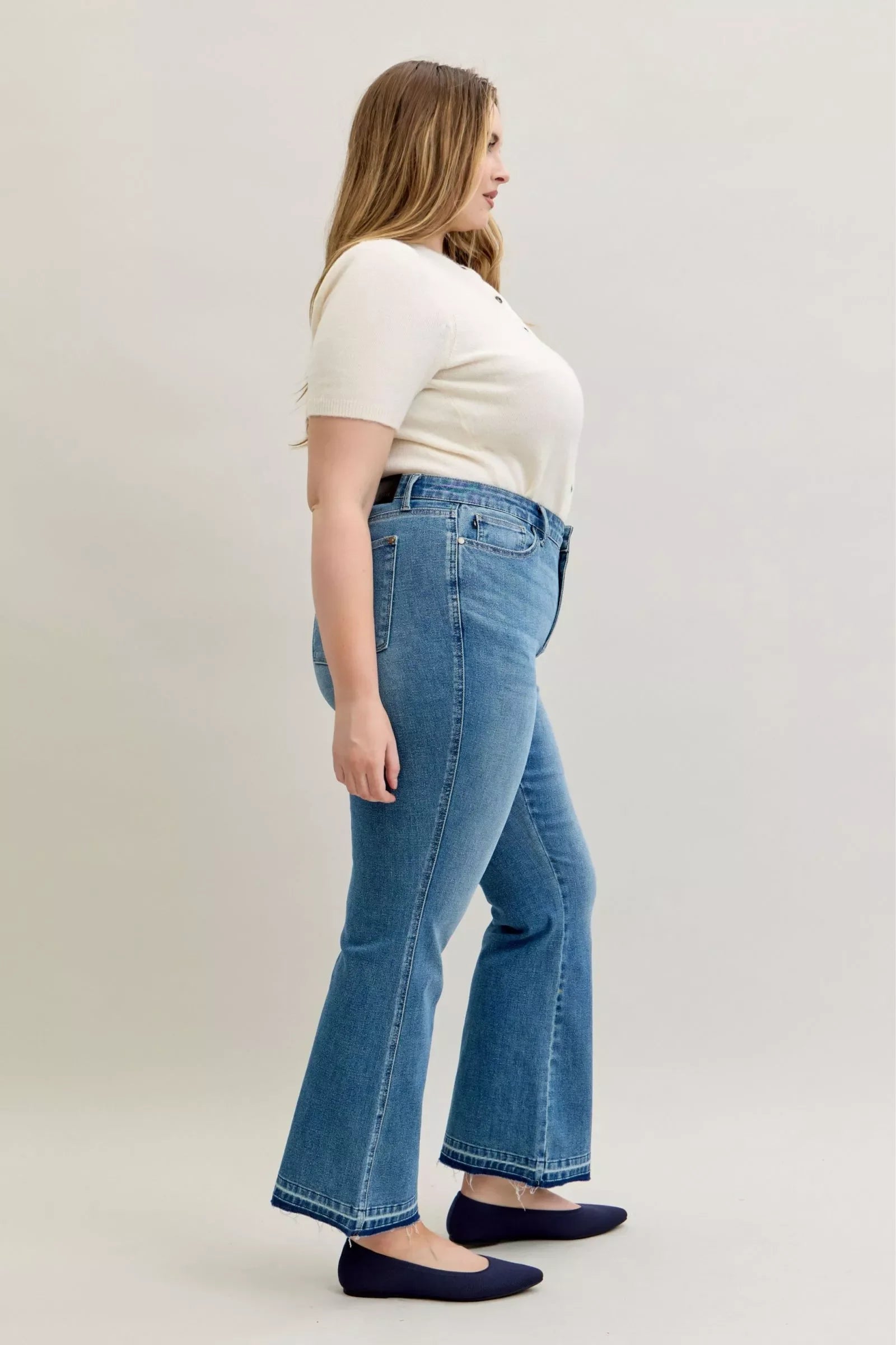 Plus Size Mid Rise Slim Bootcut Jeans With Tummy Control - Southern Shores Clothing