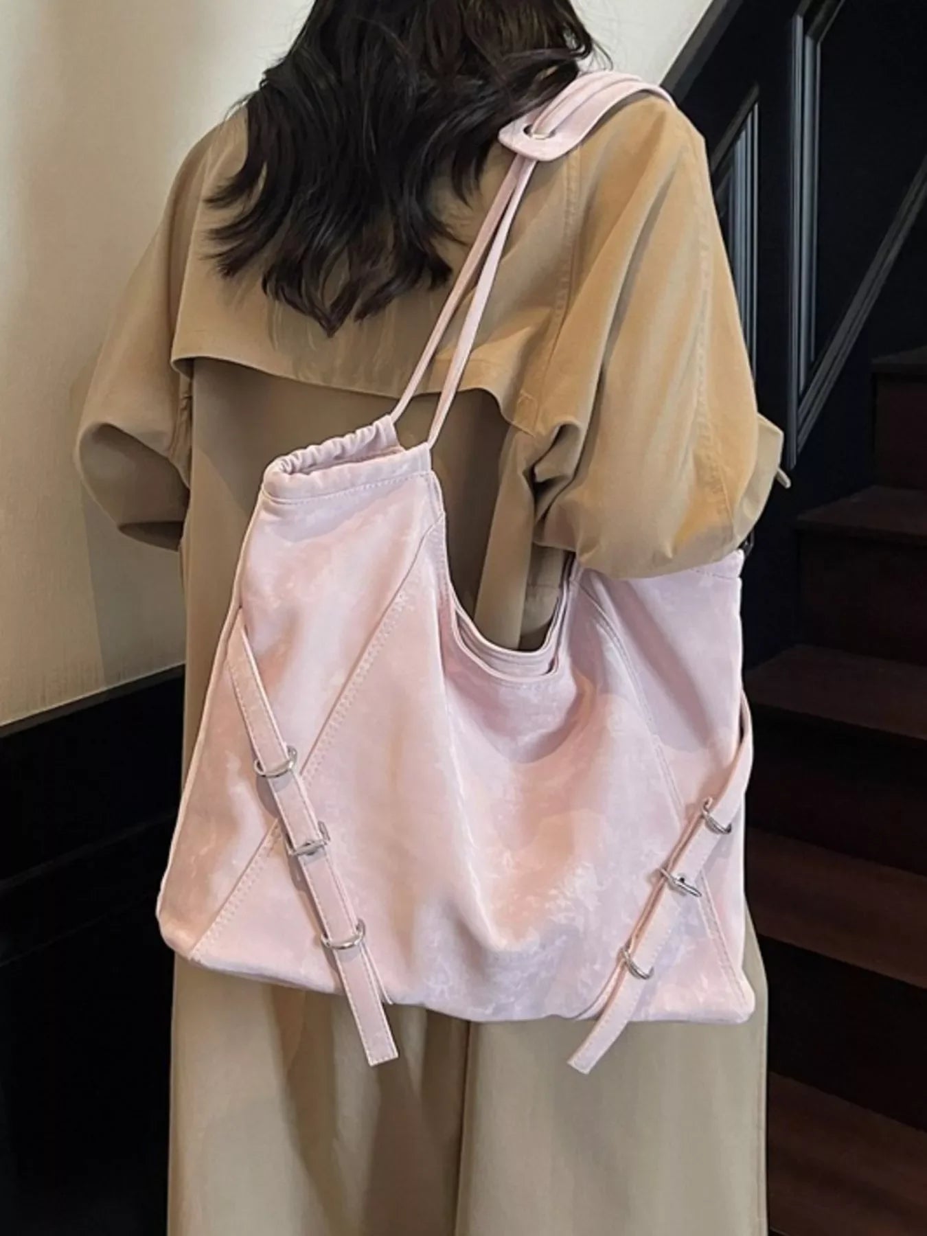 Faux Leather Shopping Tote Bag With Ample Interior - Southern Shores Clothing