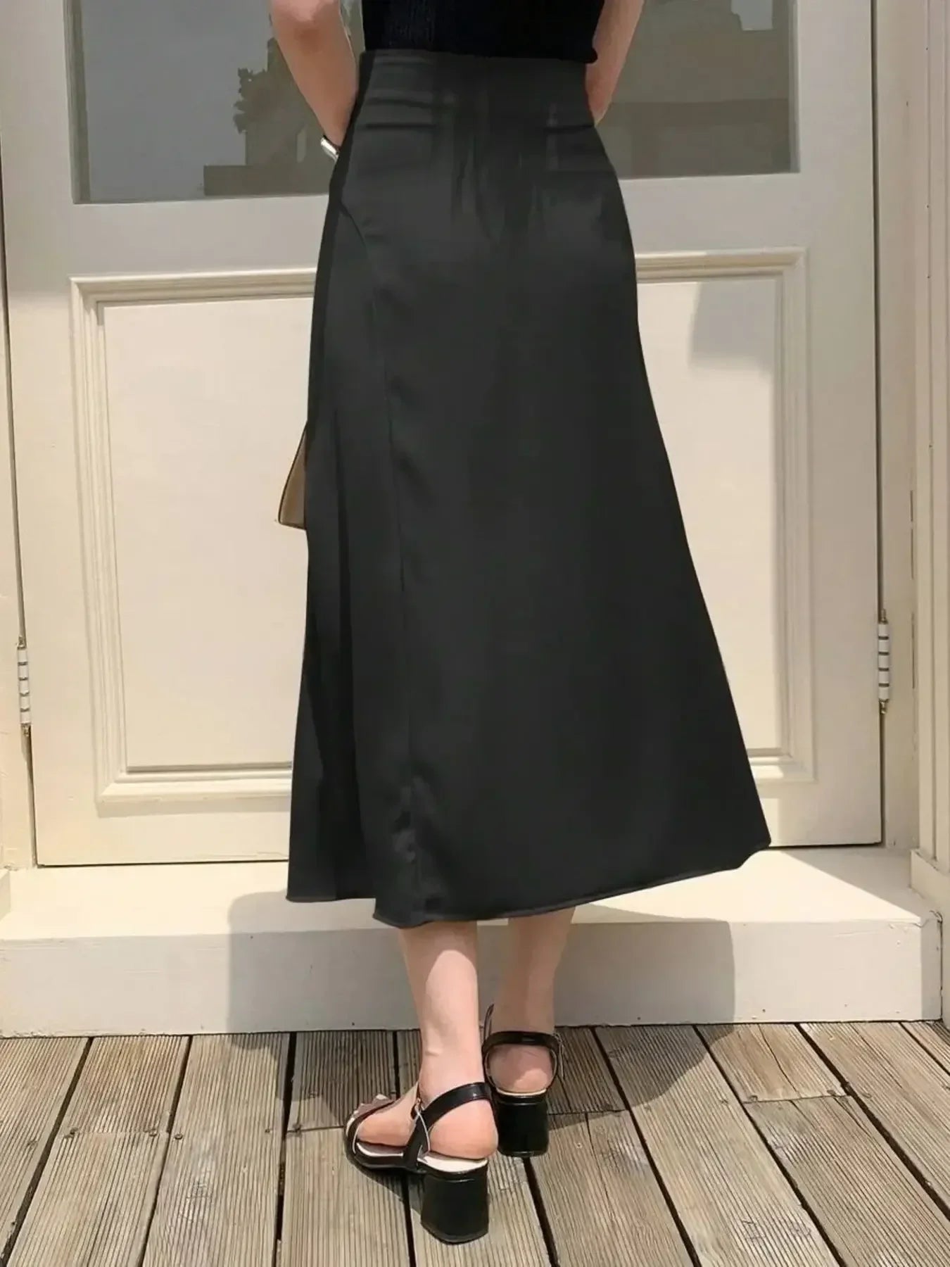 Asymmetric Wrap Midi Skirt With Fluted Hem - Southern Shores Clothing