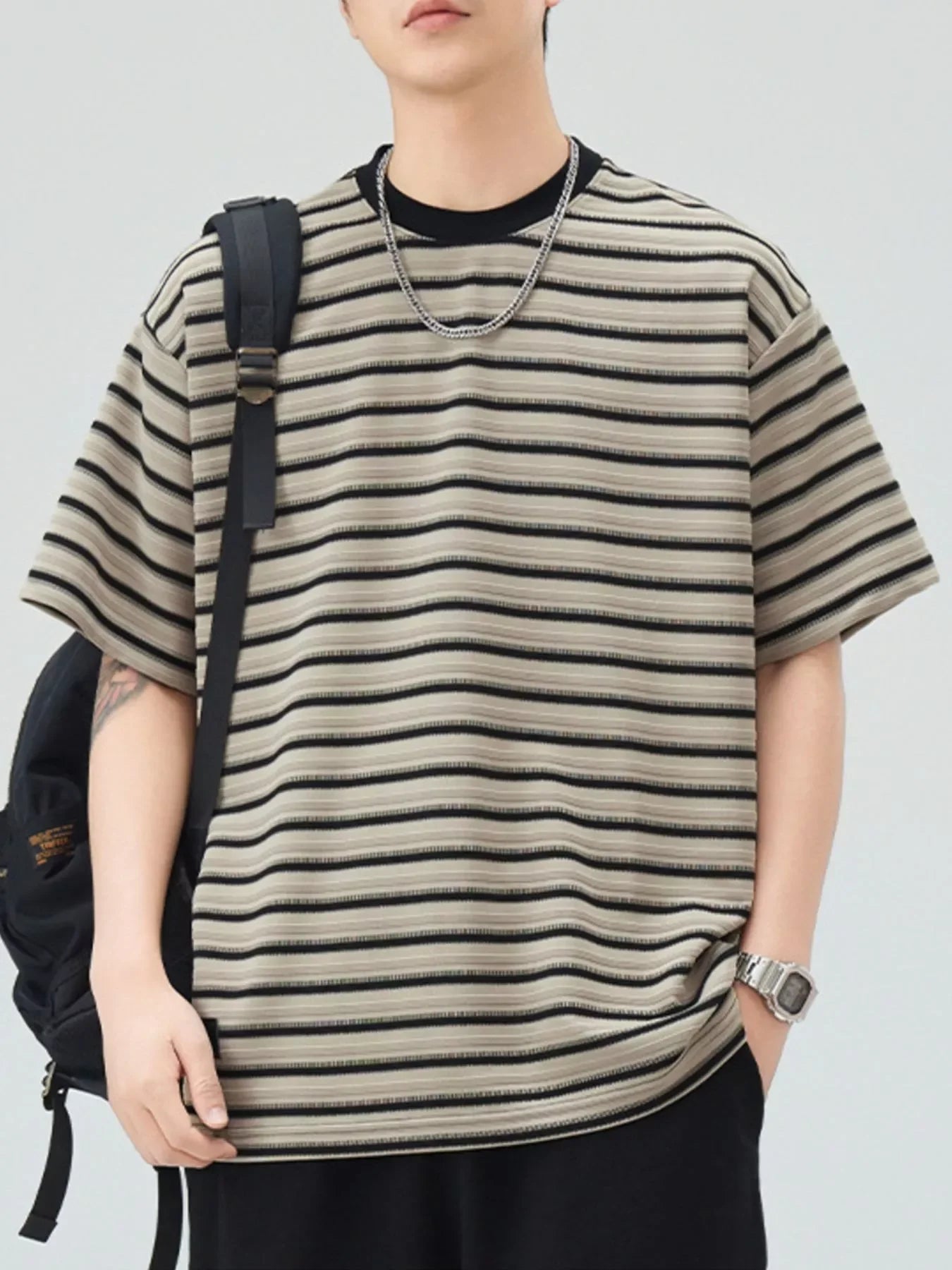 Plus Size Striped Oversized T Shirt With Relaxed Fit - Southern Shores Clothing