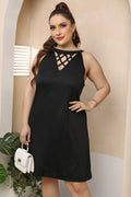 Plus Size Cutout Round Neck Sleeveless Dress - Southern Shores Clothing