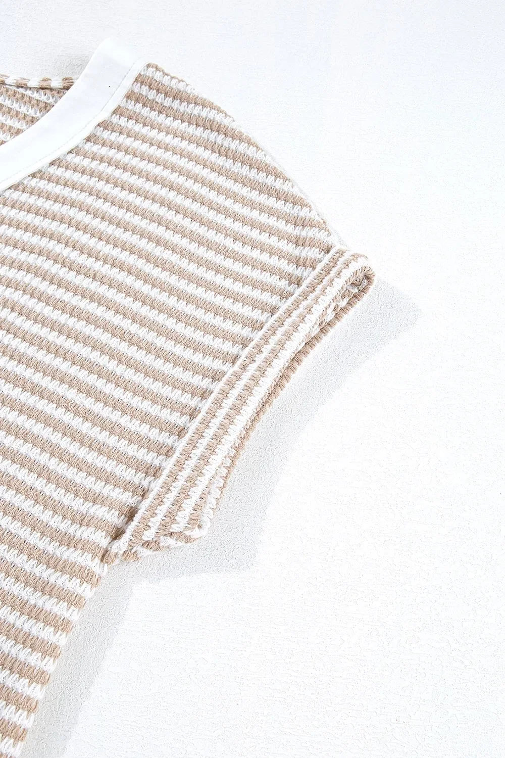 Striped Knit V Neck Button Front T Shirt - Southern Shores Clothing