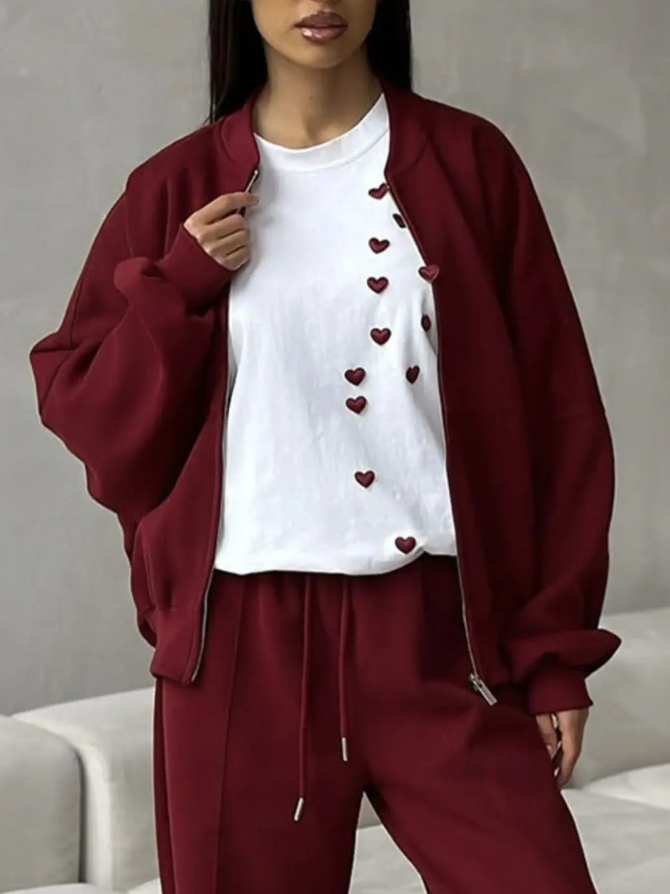 Plus Size Heart Print Round Neck Short Sleeve T Shirt - Southern Shores Clothing