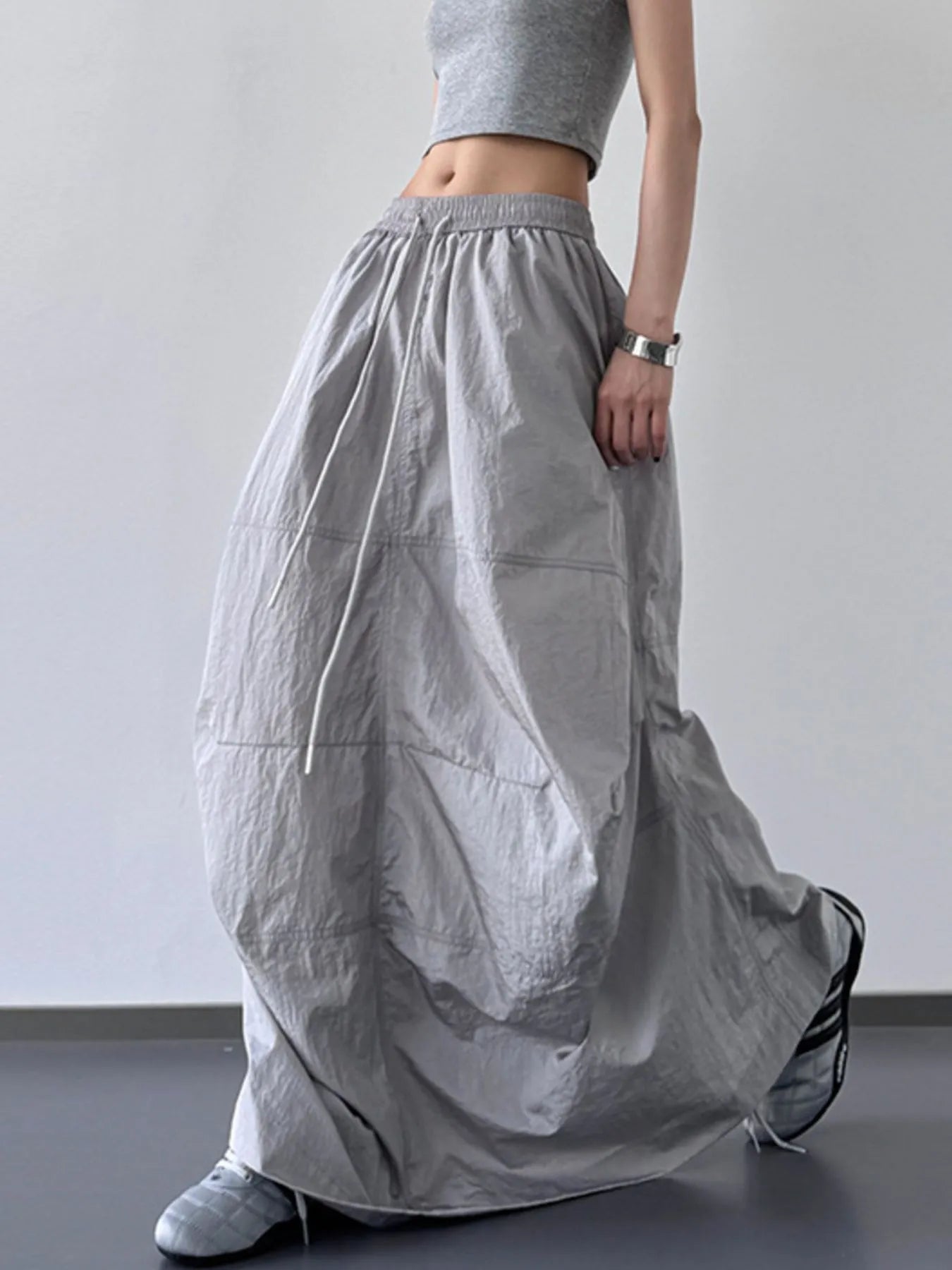 Elegant Coastal Inspired Drawstring Maxi Skirt for Women