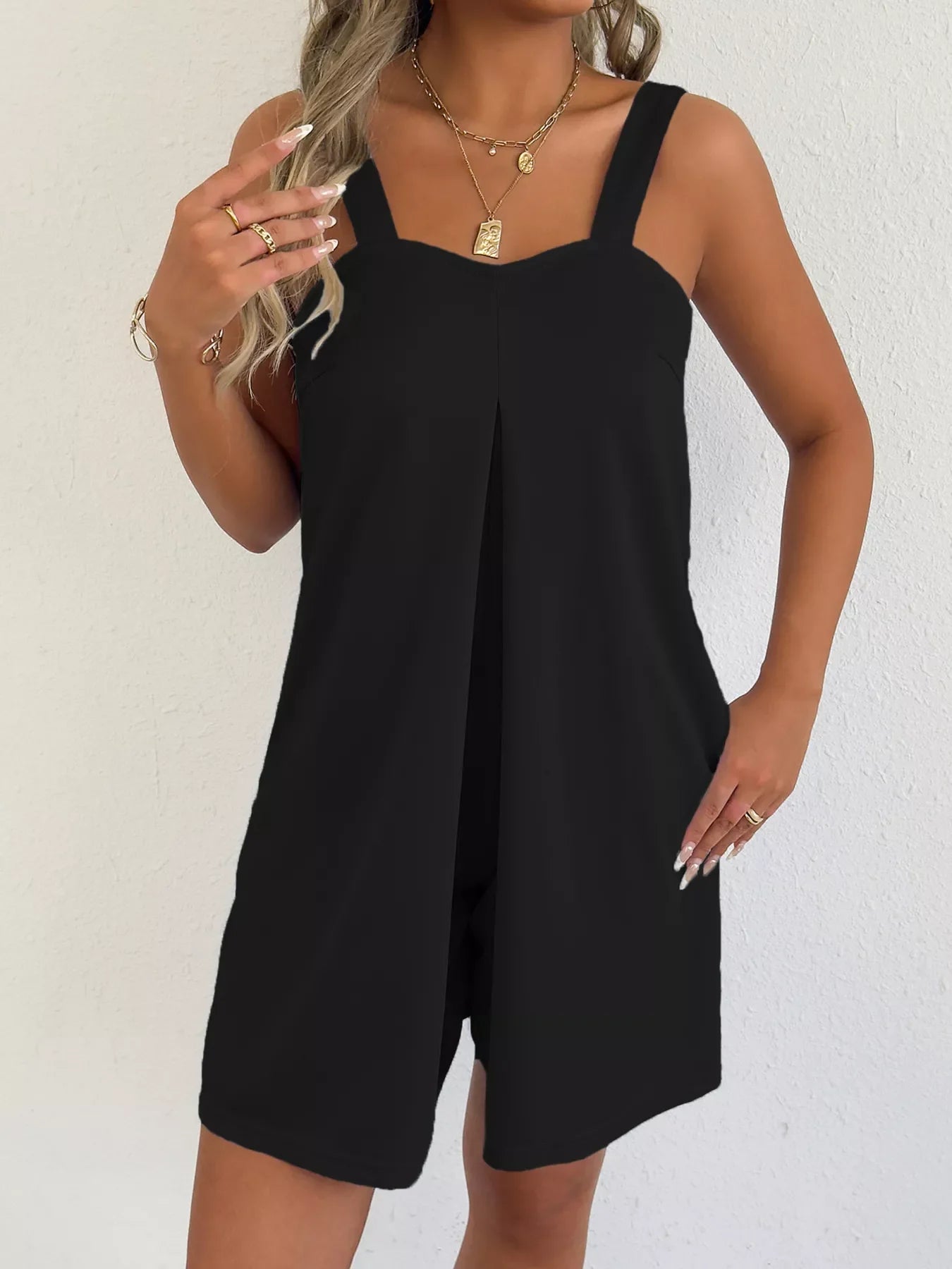 Sleeveless Romper With Side Pockets Versatile - Southern Shores Clothing
