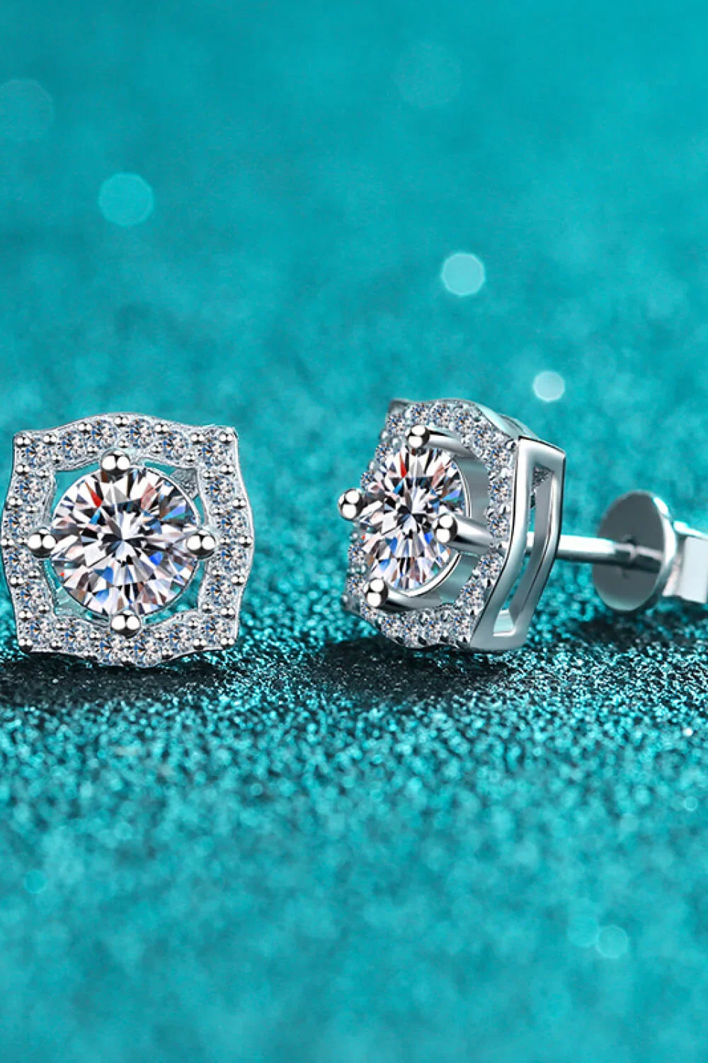 1 Carat Moissanite Geometric Stud Earrings - Southern Shores Clothing
