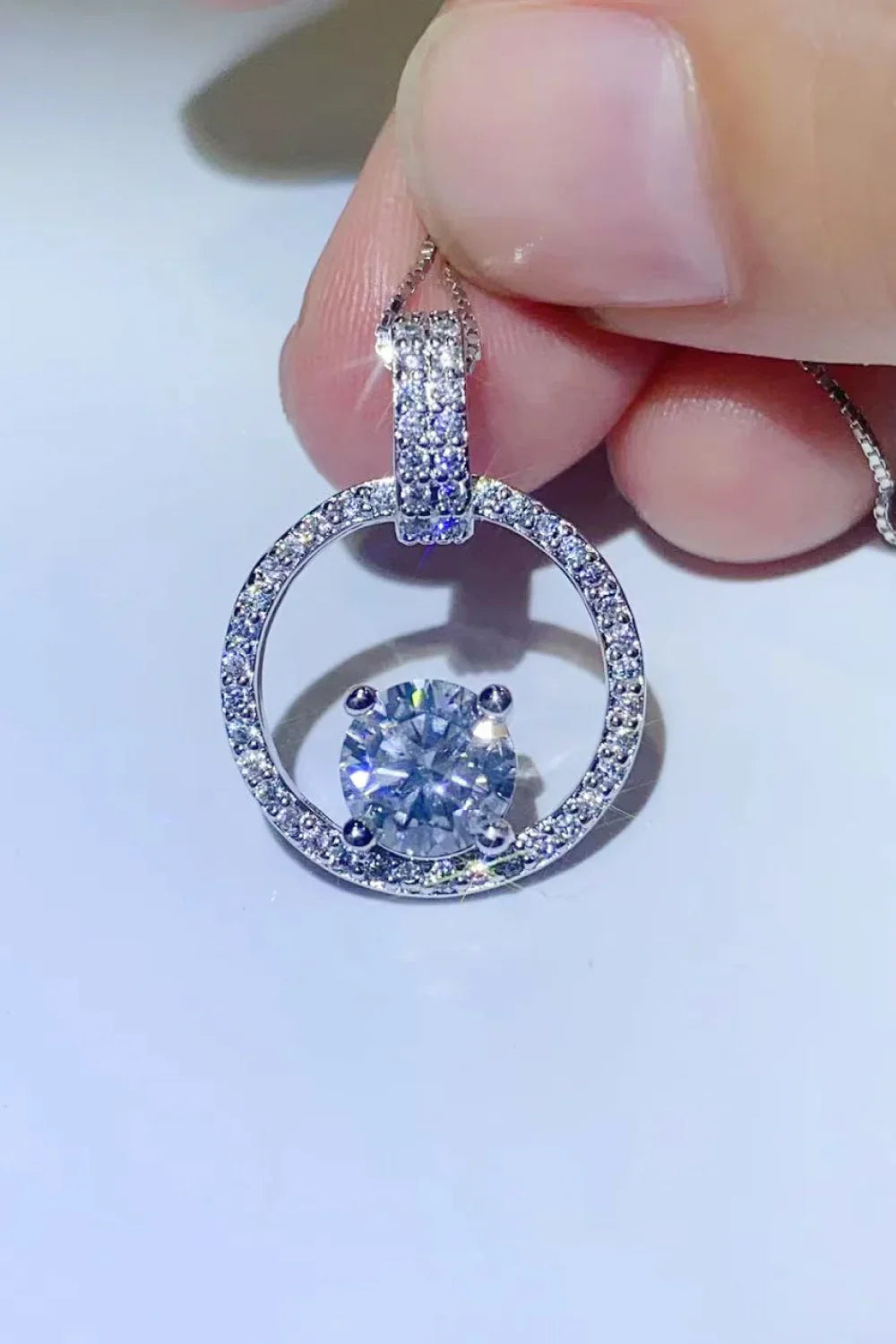 One Carat Moissanite Necklace Sterling Silver - Southern Shores Clothing