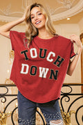 Touchdown Letter Loose Fit Vintage Washed Top - Southern Shores Clothing