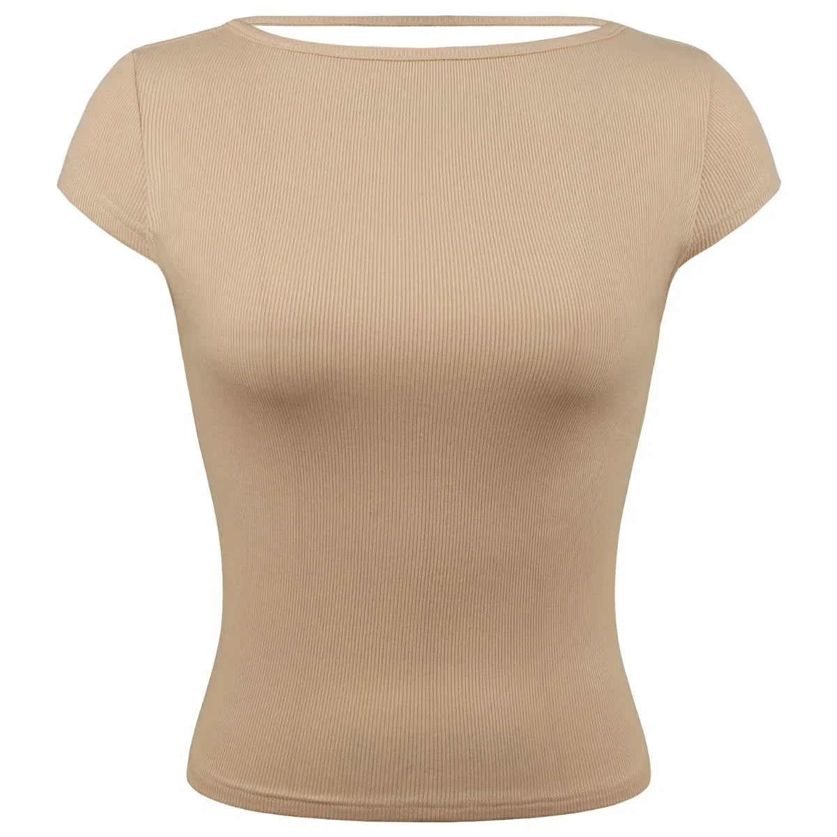 Backless Round Neck Short Sleeve T Shirt - Southern Shores Clothing
