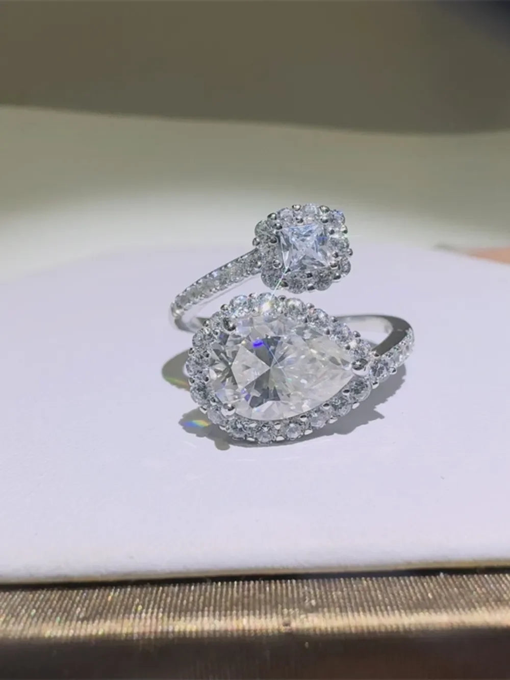 2 Carat Moissanite Sterling Silver Bypass Ring - Southern Shores Clothing