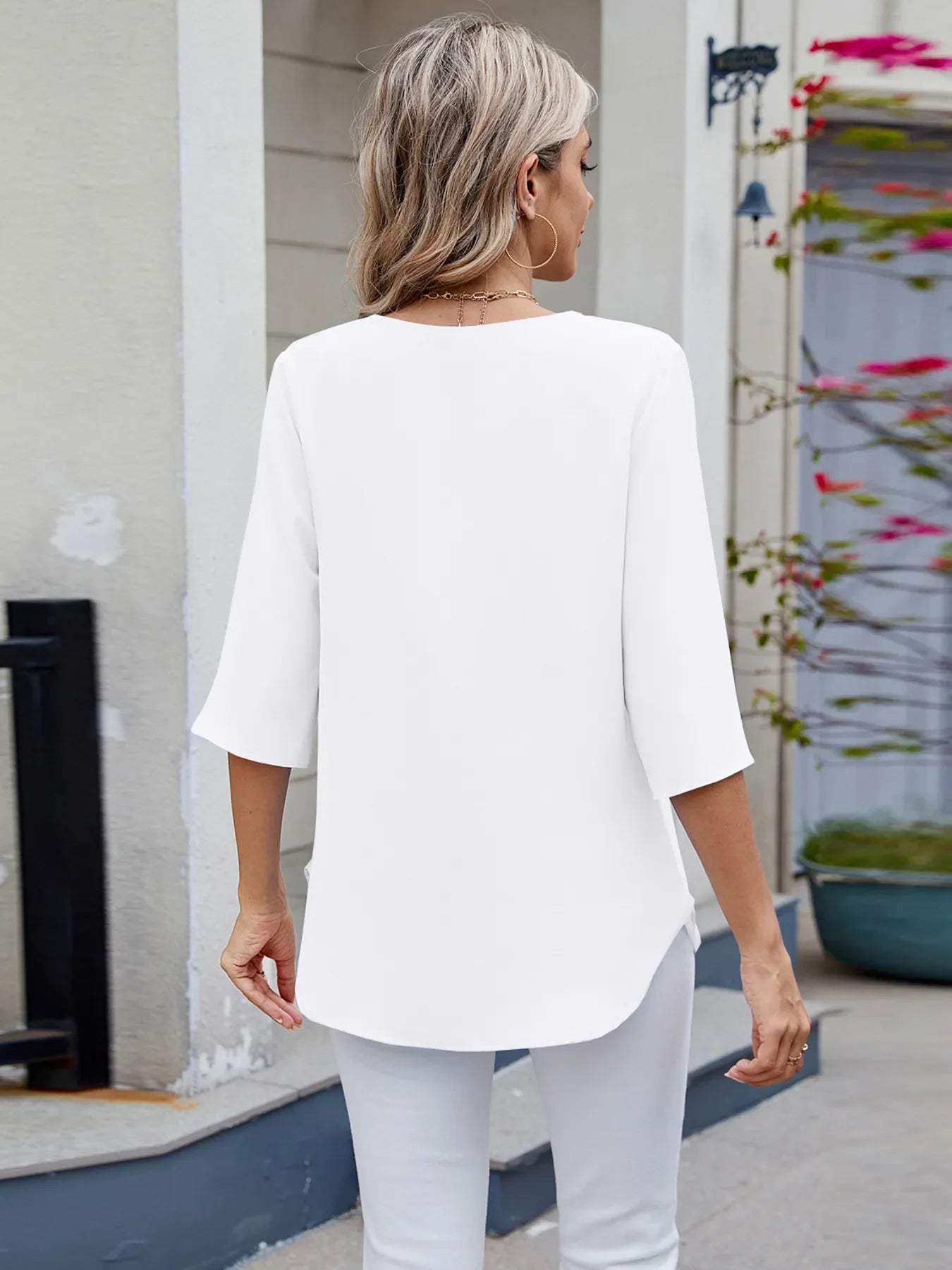 Casual Round Neck Half Sleeve Blouse For Everyday Wear - Southern Shores Clothing
