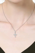 Sterling Silver Cross Moissanite Pendant Necklace Classic