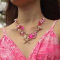 Shell Starfish Ocean Charm Necklace With Adjustable Chain