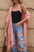 Lightweight Openwork Fringed Cardigan With Open Front - Southern Shores Clothing