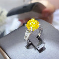 Five Carat Golden Yellow Moissanite Sterling Silver Ring - Southern Shores Clothing