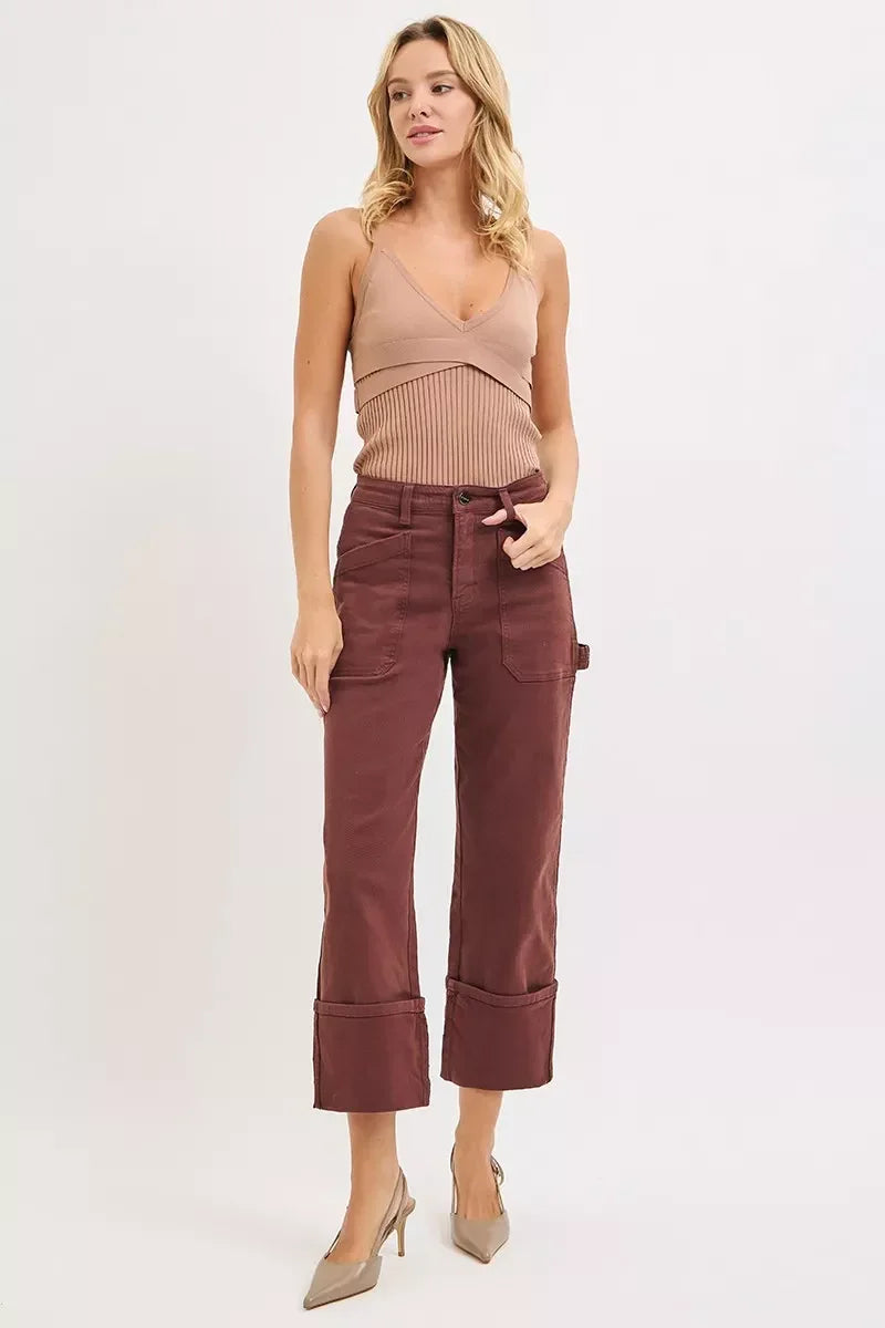 High Rise Patch Jeans Plus Size With Wide Straight Cuffed - Southern Shores Clothing