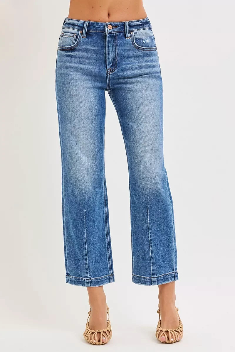High Rise Crop Boyfriend Tapered Denim Jeans - Southern Shores Clothing