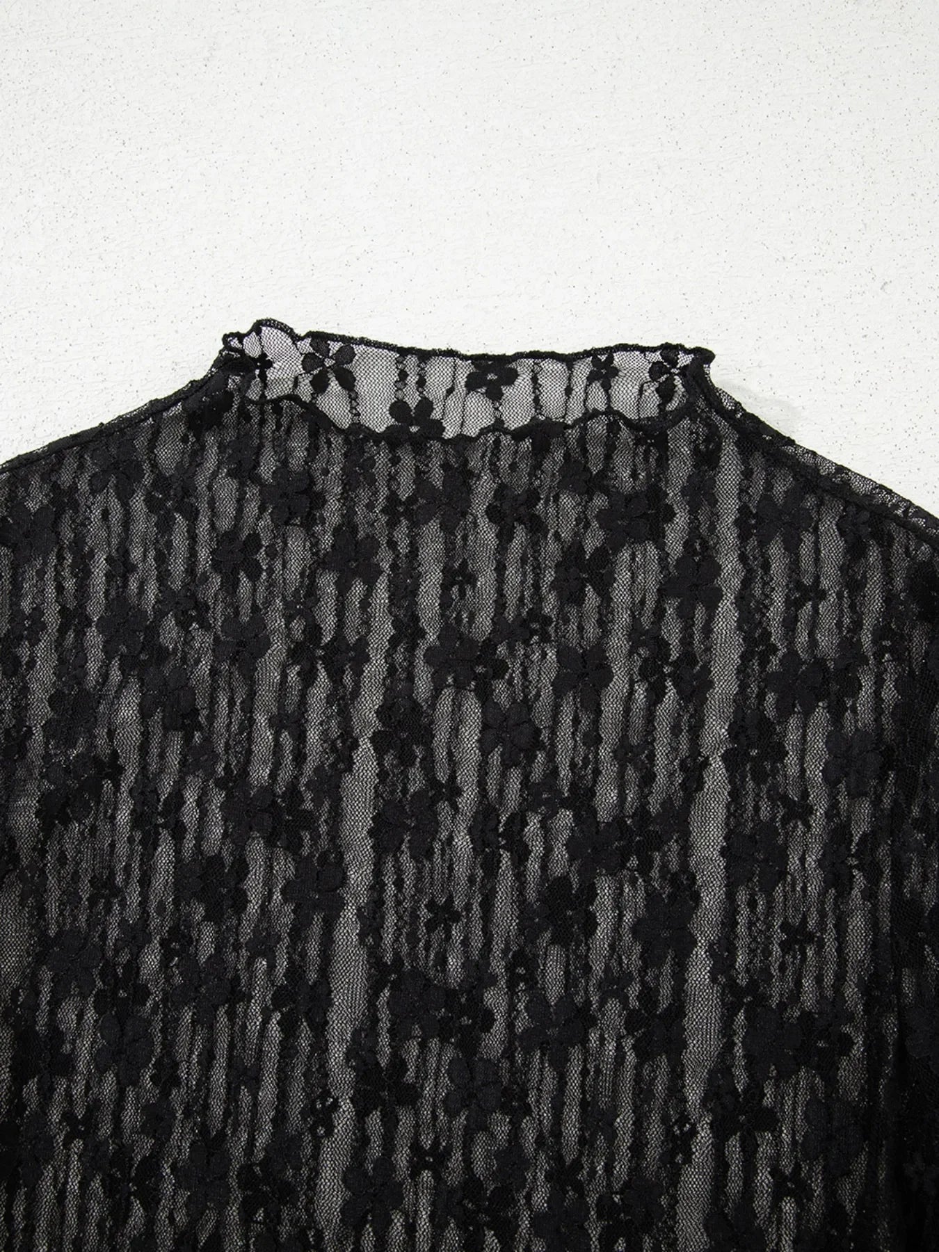 Lace See Through Long Sleeve Blouse With Sheer Detailing - Southern Shores Clothing