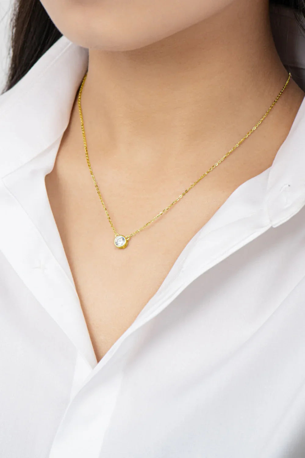 1 Ct Moissanite Sterling Silver Round Pendant Necklace - Southern Shores Clothing