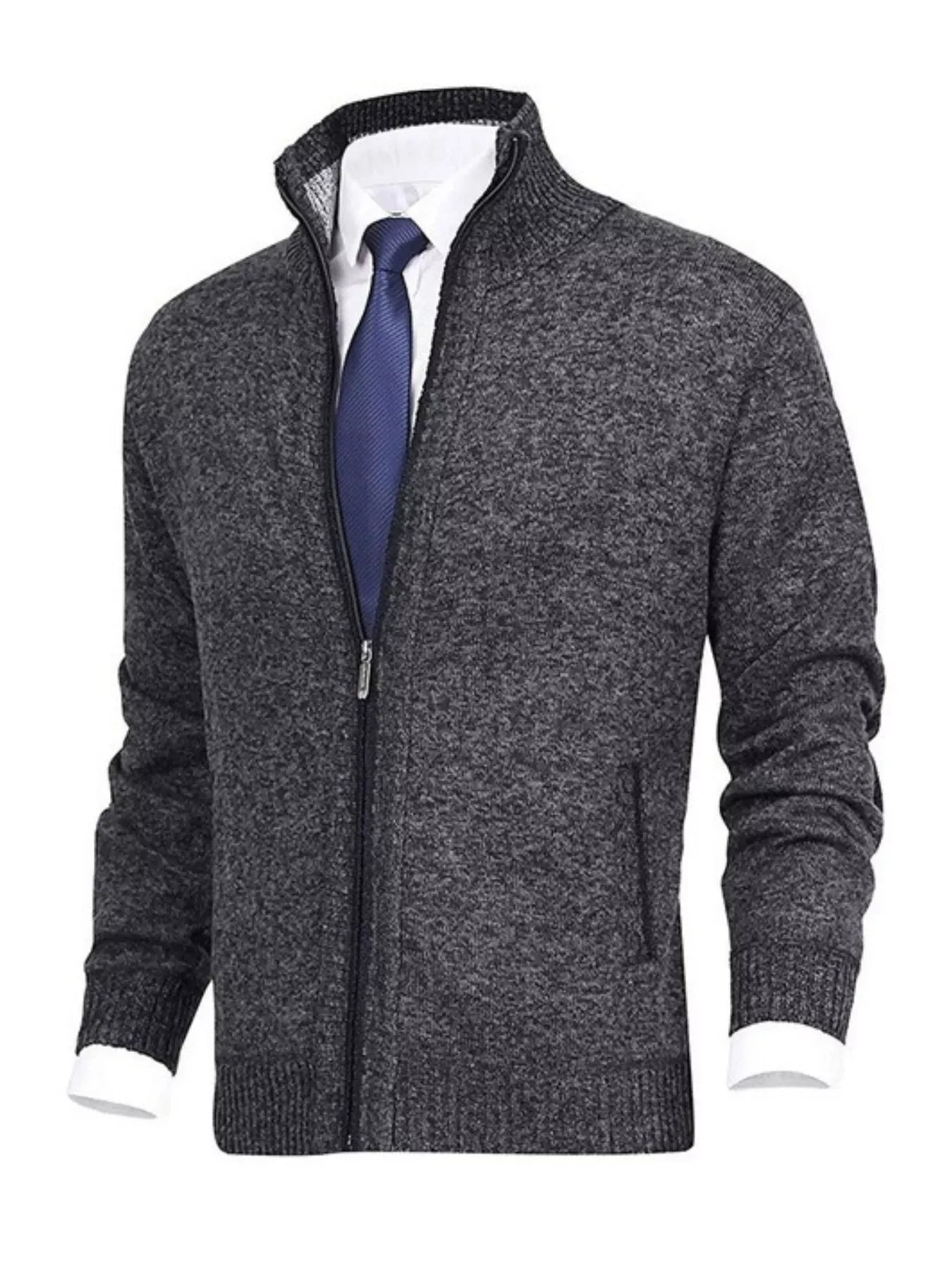 Plus Size Zip Up Ribbed Cardigan With Pockets - Southern Shores Clothing