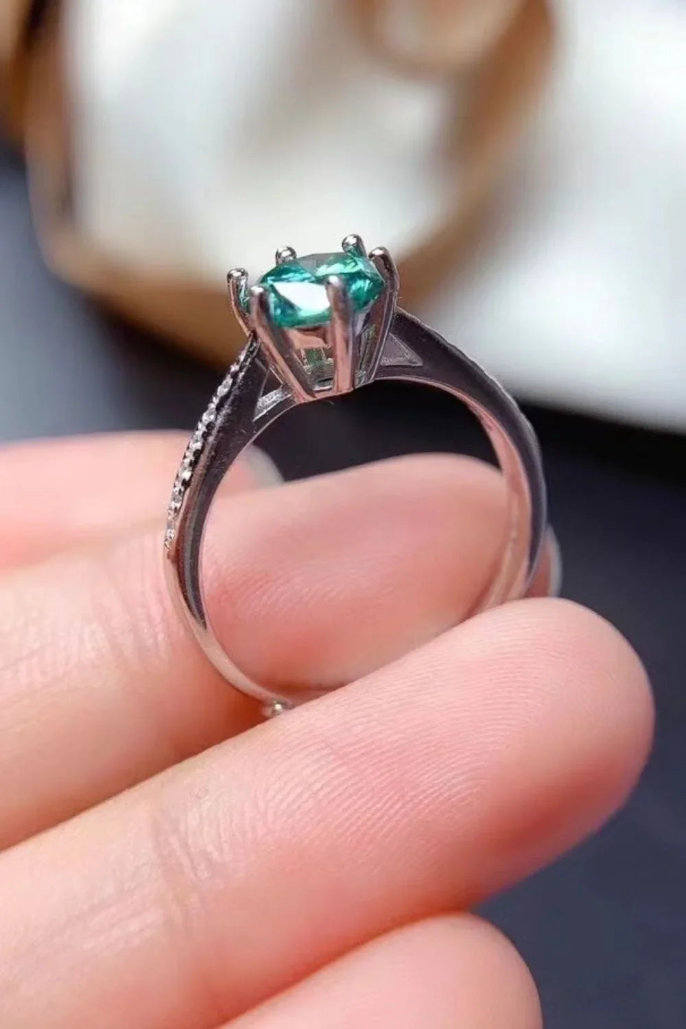 2 Carat Moissanite Sterling Silver Ring Platinum-Plated - Southern Shores Clothing