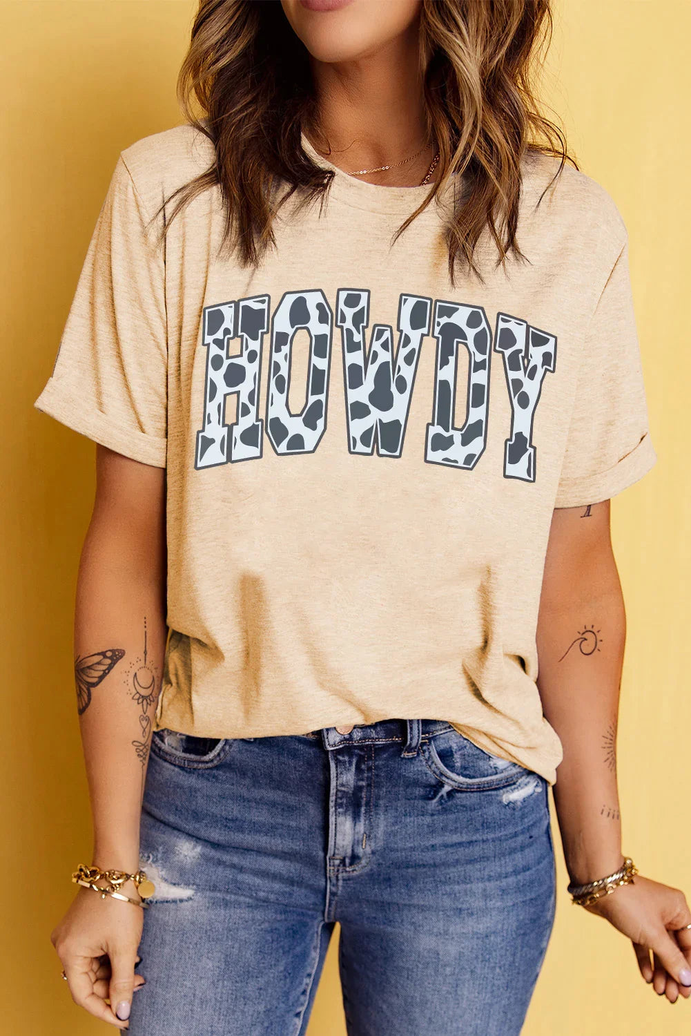 Round Neck Short Sleeve Howdy Graphic Tee - Southern Shores Clothing