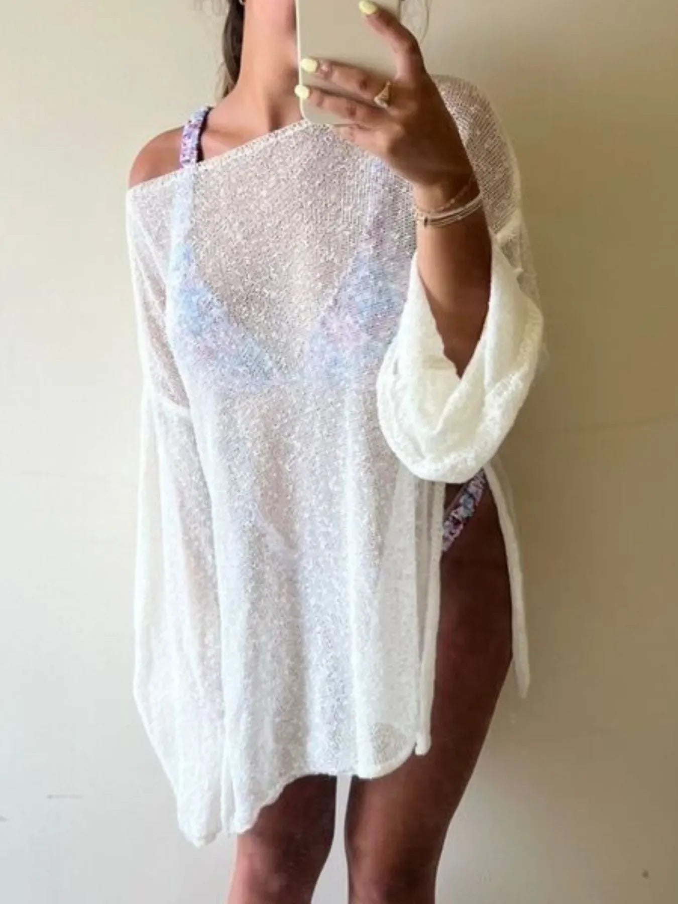 Breezy Side Slit Bell Sleeves Beach Cover Up - Southern Shores Clothing