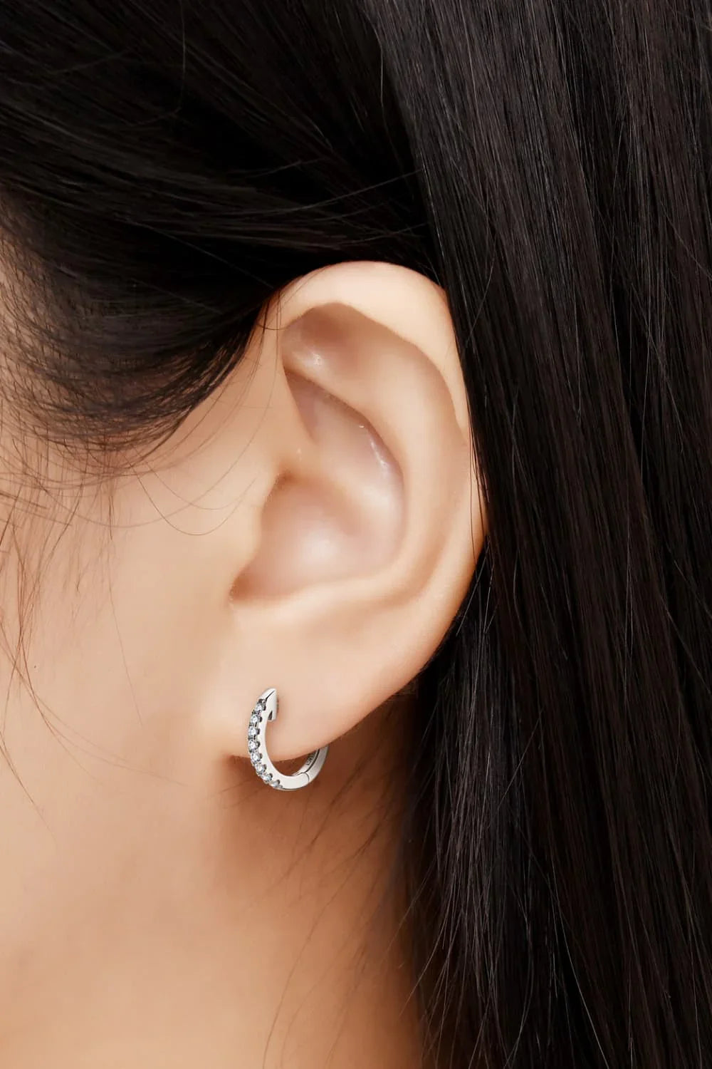 Minimalist Moissanite Sterling Silver Huggie Earrings - Southern Shores Clothing