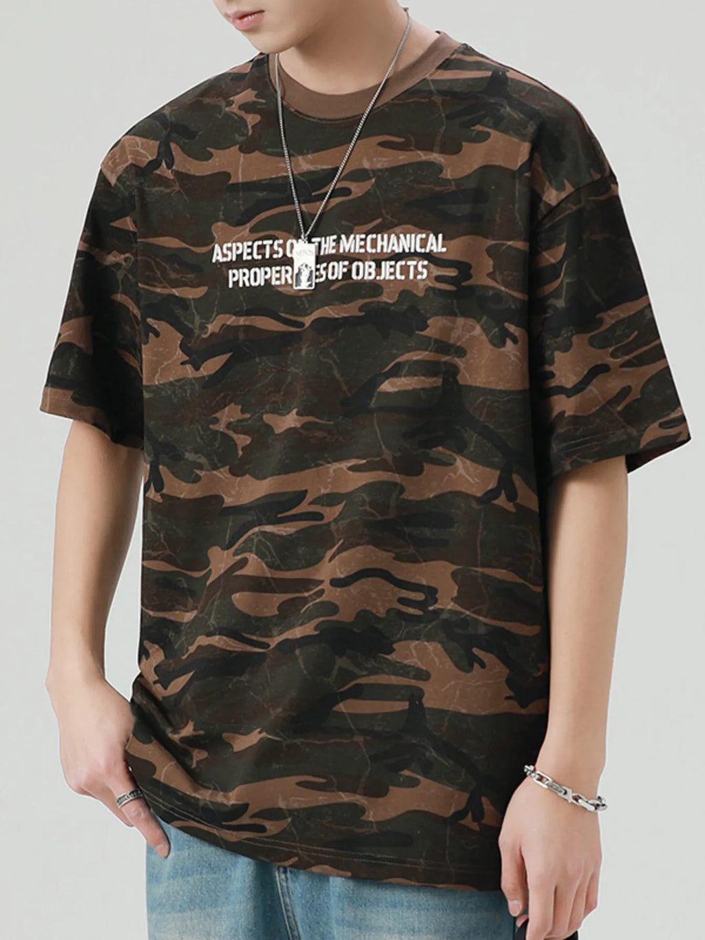 Men's Plus Size Camouflage Round Neck T-Shirt