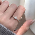 Sterling Silver Zircon Flower Ring With Open Band Design - Southern Shores Clothing