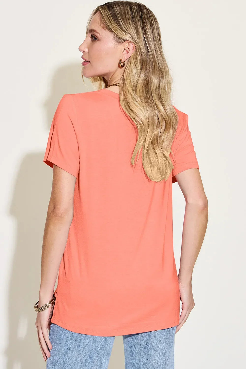 Basic Bae Bamboo Full Size V-Neck High-Low T-Shirt - Southern Shores Clothing