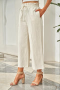 Drawstring Paperbag Waist Wide Leg Casual Pants - Southern Shores Clothing