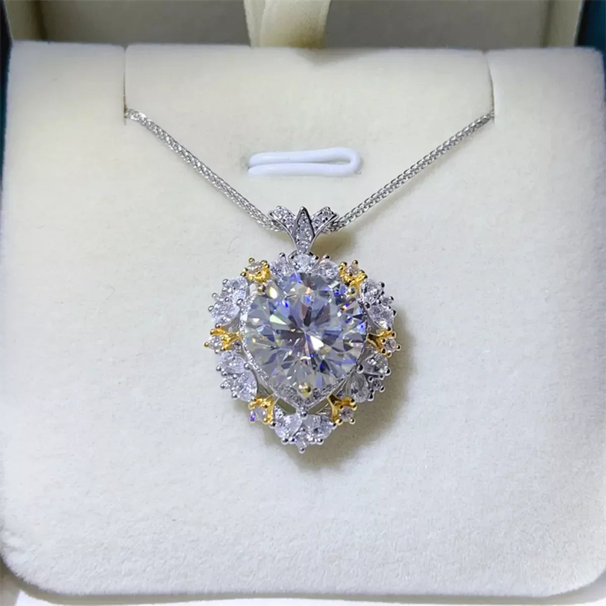 5 Carat Moissanite Necklace Platinum-Plated Sterling Silver - Southern Shores Clothing