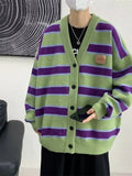 Striped V-Neck Oversized Cardigan Relaxed Fit - Southern Shores Clothing