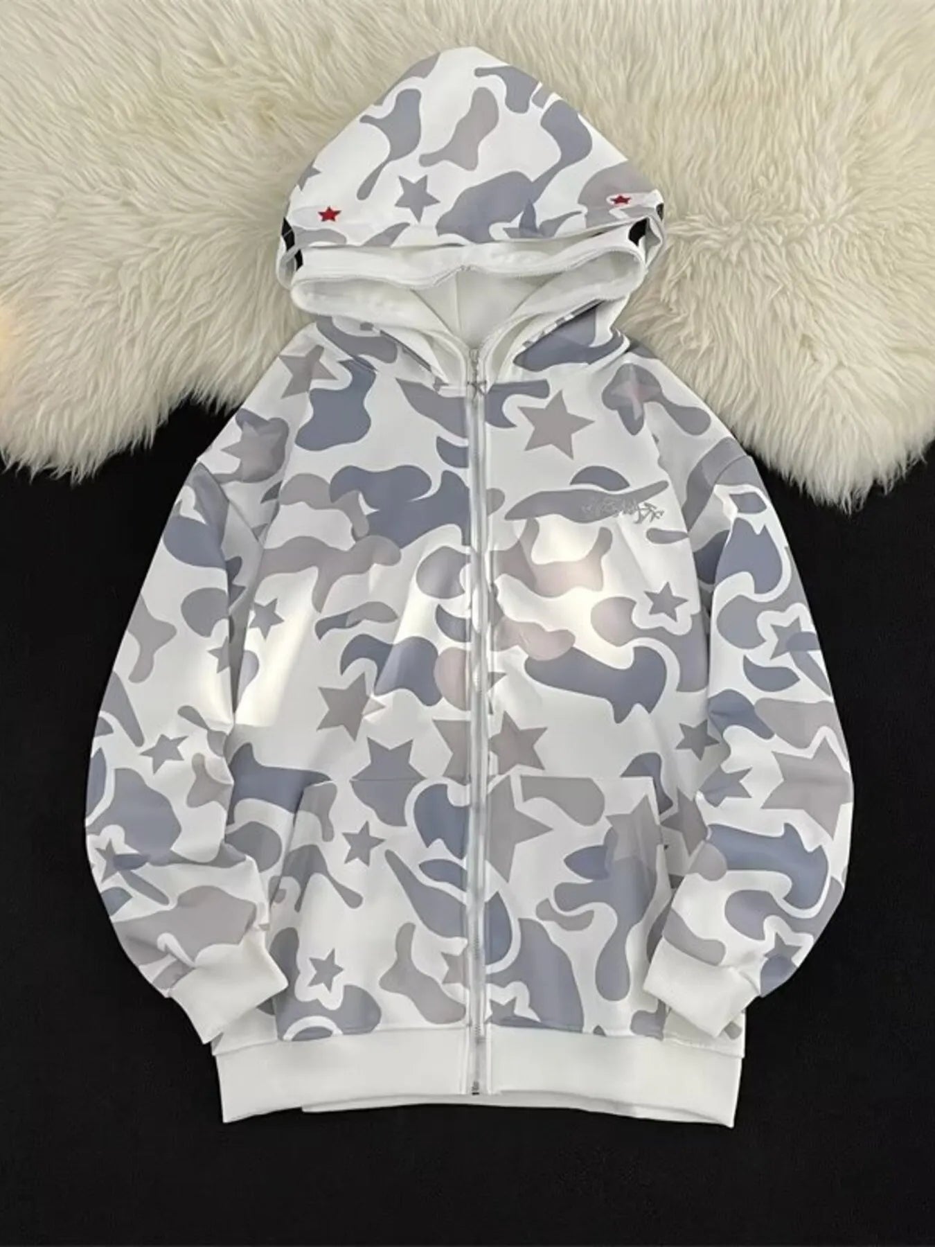 Men's Camo Print Zip-Up Hoodie