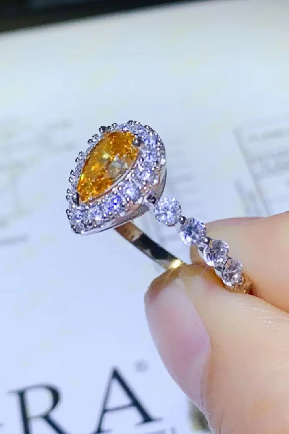 1 Carat Moissanite Contrast Teardrop Ring - Southern Shores Clothing