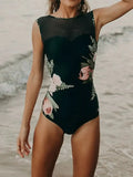 Cutout Printed Sleeveless One-Piece Swimwear - Southern Shores Clothing