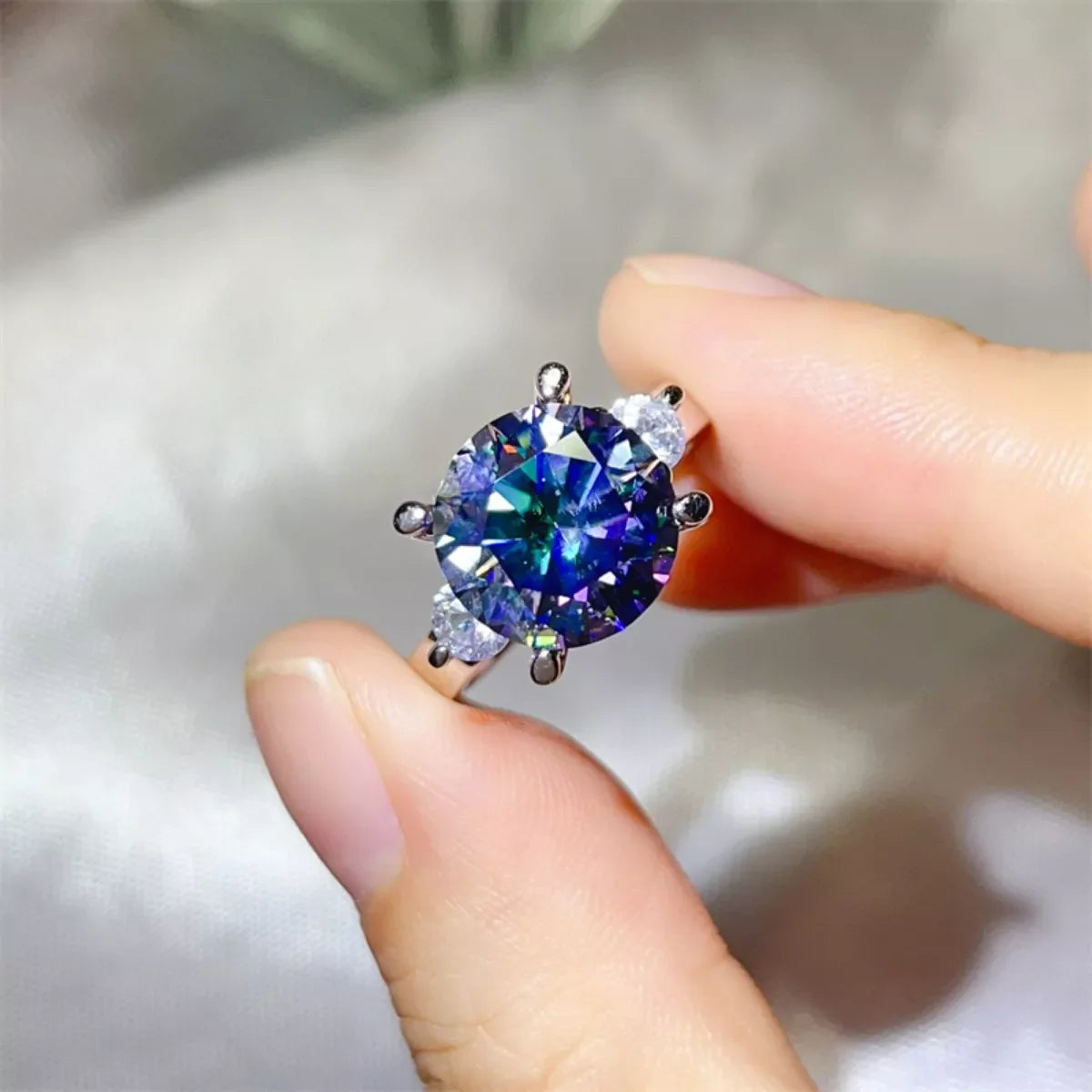 5 Carat Moissanite Sterling Silver Ring Coastal Glow - Southern Shores Clothing