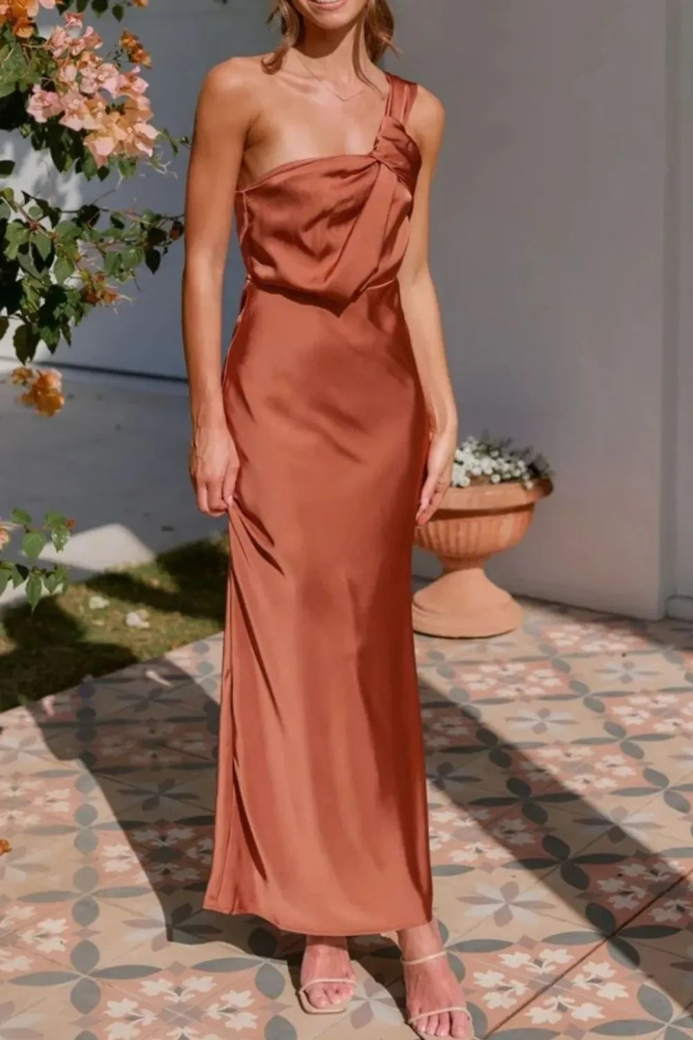 One Shoulder Sleeveless Maxi Dress Coastal Style - Southern Shores Clothing