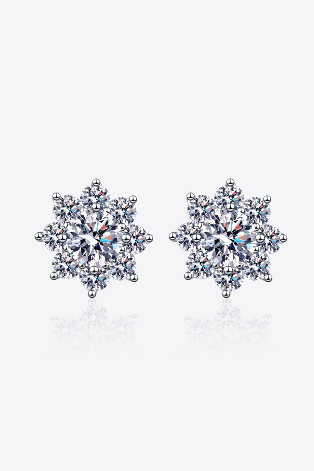 1 Carat Moissanite Sterling Silver Flower Earrings - Southern Shores Clothing